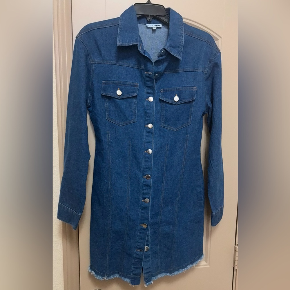 Blue Denim Button-Up Dress